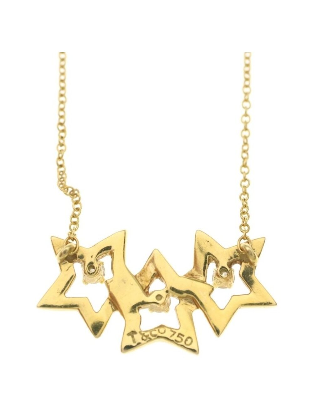 Tiffany & Co Triplestar Diamond 18k Yellow Gold Necklace - Picture 5 of 6